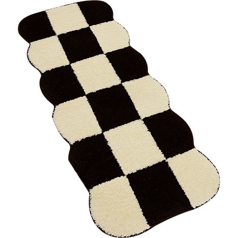 Tapis de couloir à carreaux noirs et blancs, style vintage, absorbant l'eau et résistant aux taches, pour la maison ou la chambre (type 1), 40 x 120 cm