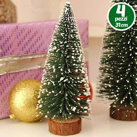TrAdE Shop Traesio - Set 4 Alberelli Innevati Mini Albero Natale 31cm Decorazioni Addobbi Natalizi - (1/3)