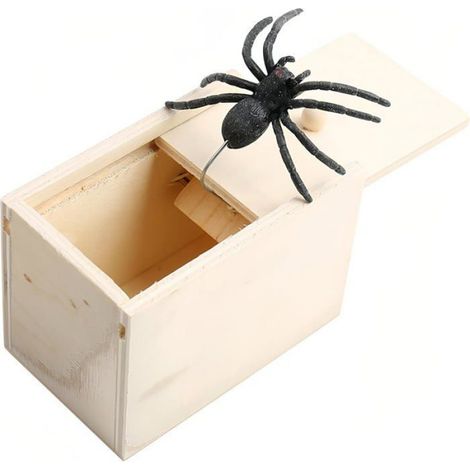 Farce et Attrape Adulte Araignée dans la Boîte avec Design en Bois Durable et Effet Réaliste, Boîte à Farces Amusante pour Enfants (1/5)
