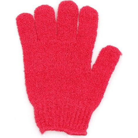 BelleRise - 5-Finger-Peelinghandschuh - Dickes rotes Nylon - Weich und strapazierfähig - Für die tägliche Dusche (1/5)