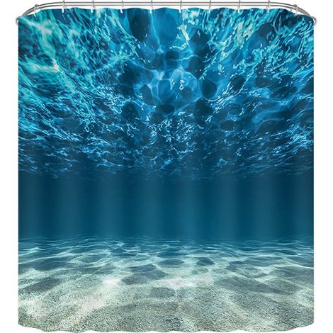 Rideau de douche en polyester imperméable - Rideaux 3D du monde océanique pour salle de bain et douche avec 12 crochets (180 cm x 180 cm) (1/5)