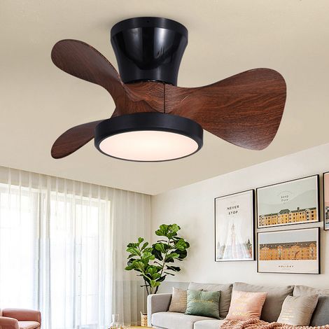 Ventilateur de plafond avec lumière, 3 températures de couleur, minuterie, 6 vitesses de vent, plafonnier avec télécommande (55 cm) (1/5)