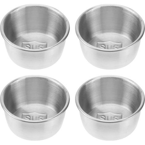 Lot de 4 bols à sauce en acier inoxydable pour fondue chinoise, petits récipients à sauce, coupelles et assiettes à apéritifs, parfaits pour les restaurants et la maison.-5X2.7CM (1/4)