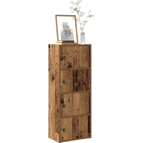 Vidaxl – Bibliothèque en bois d'ingénierie 40x24x102 cm – 3 étagères – Résistante à l'humidité et à la déformation – Installation flexible des portes
