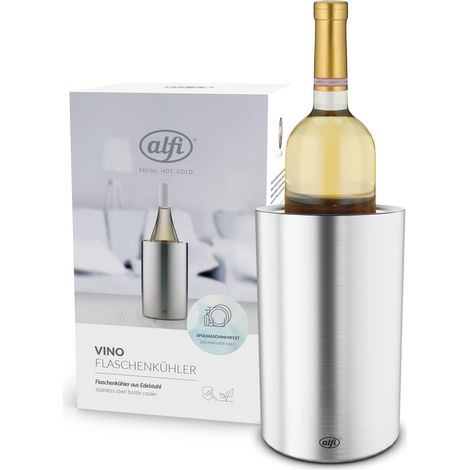 alfi VINO, raffredda bottiglie in acciaio da 0,70 a 1l, vino, spumante, tiene freddo senza condensa e cubetti di ghiaccio, bevande fredde fino all'ultima goccia, per lavastoviglie, senza BPA (1/5)