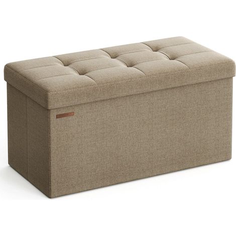 Panca contenitore pieghevole pouf cassapanca fondo letto 110 x 38 x 38 cm tessuto effetto lino portata 300 kg per ingresso camera da letto soggiorno tortora 120004152