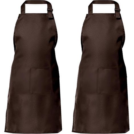 Grembiule da cucina in due pezzi per uomo e donna, grembiule domestico con portautensili e 2 tasche per grigliare, colore caffè. (1/5)