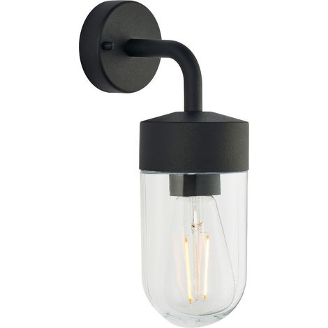Endon North - Applique da esterno a 1 luce nero opaco strutturato e vetro trasparente IP44, E27 (1/5)