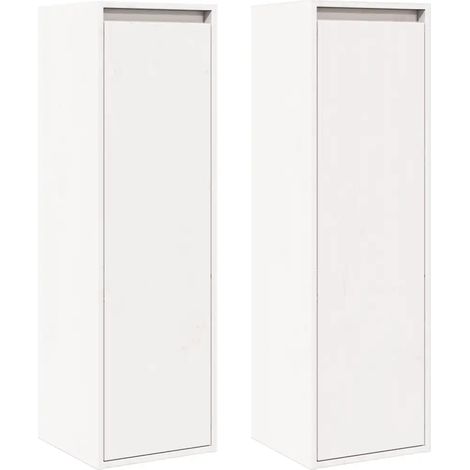 Conjunto de 2 prácticos armarios de pared decorativos de 30 x 30 x 100 cm fabricados en madera maciza de pino blanco 020048103 (1/5)