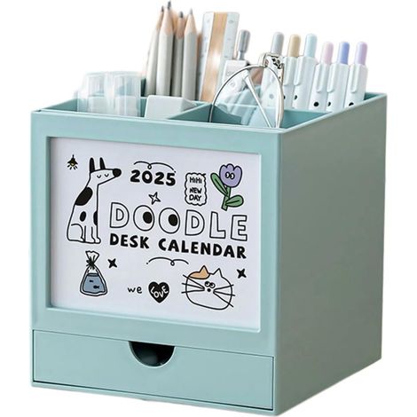 stylo rotatif avec tiroir et calendrier 2025 pour bureau (1/5)
