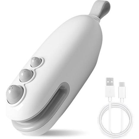 Mini Scelleur 2 en 1, Portable Scelleuse pour Sacs Scelleur Thermique avec avec Cutter Coupe Et Scelle Les Sacs Plastiques(Blanc) (1/5)
