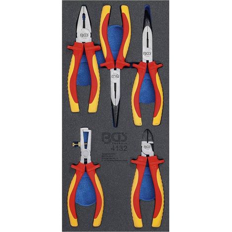 Insert de Servante d Atelier 1/3 - Jeu de 5 Pinces VDE - Isolation Sécurisée et Précision - D-Work