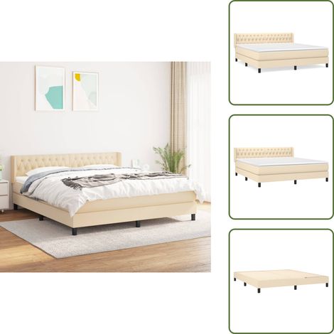 Boxspringbett mit Matratze Creme 180x200 cm Stoff - Boxspringbett - Doppelbett - Cremefarbenes Bett - Bettrahmen - Lattenrost (1/5)