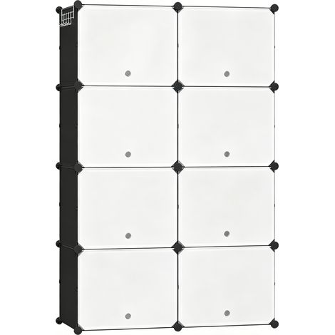 Scarpiera modulare a 8 livelli, ABS, metallo e PP, nero e bianco, 94 x 36,5 x 144 cm (1/5)