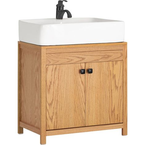 SoBuy Mobile sottolavabo con 2 ante Mobile bagno Mobiletto per lavandino (senza lavandino) 60x35x60cm BZR98-N SoBuy Naturale (1/5)