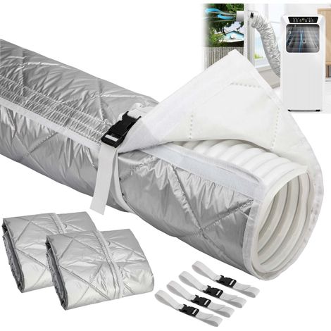 Lot de 2 housses matelassées pour tuyau de climatisation, gaine isolante avec 4 sangles réglables, compatible avec les conduits de climatisation portables de 15 cm (5,9 pouces), améliore le refroidiss (1/5)