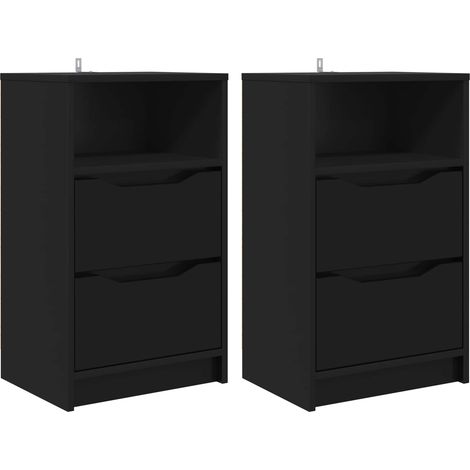 Maison Exclusive - Mesas de noche con cajón 2 pcs Negro 40 x 30 x (1/5)