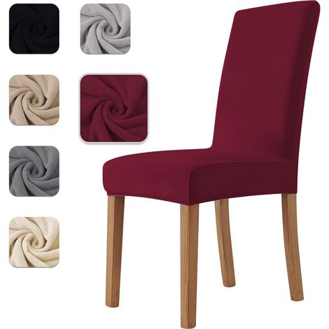 Housse de Chaise 4 pièces in Velours Extensible,Housse Chaise Salle à Manger Universel Cuisine Salon Extrêmement Doux Confortable (1/5)