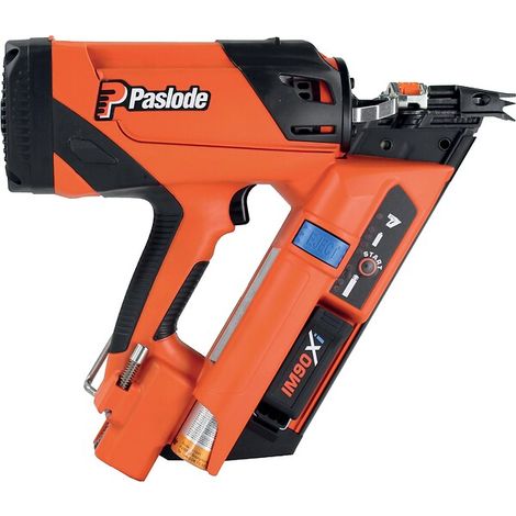Paslode – Cloueur gaz autonome pour bois léger – Longueur clou 50 à 90mm – Technologie Lithium – 5 toits par charge – Ergonomique - IM 90 XI
