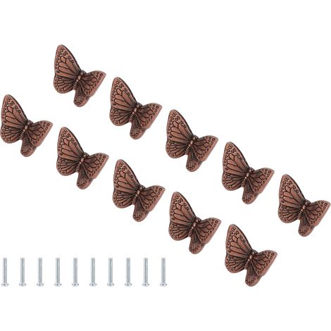 Poignée de tiroir papillon en alliage, style contemporain pour commode et armoire, finition bronze rouge, fixation à trou unique (1/5)