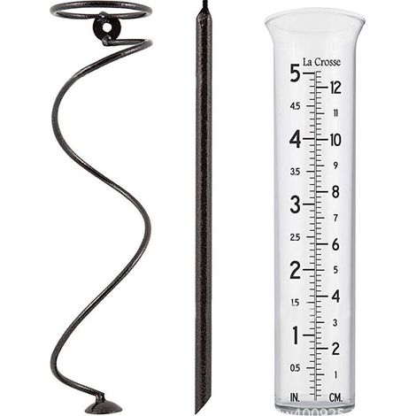 Pluviomètre en verre décoratif pour extérieur, Pluviomètre transparent avec support, Classeur d'eau de pluie pour balcon pelouse, jardin