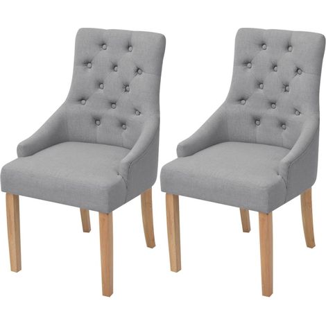 Juego de 2 sillas de cocina comedor de estilo moderno en tela gris claro CDS020481 (1/5)