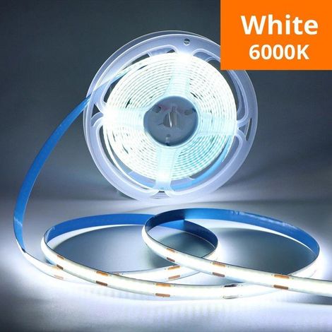 1 x Guirlande lumineuse extérieure, bande LED COB 5 m, variateur tactile, blanc froid 6000 K, décoration murale, miroir et télévision