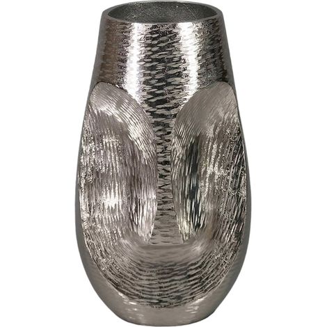 Vase décoratif visage en aluminium finition argentée brillante - argent brillant sculpté (1/3)