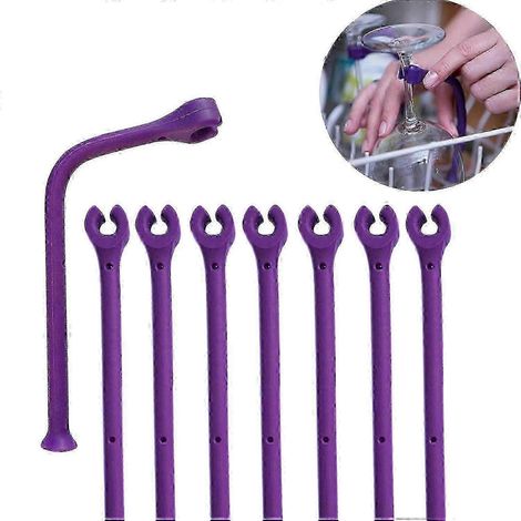 Lot de 8 accessoires en silicone pour lave-vaisselle, protège-verres à pied en silicone, support flexible pour verres à vin - Bon (1/5)
