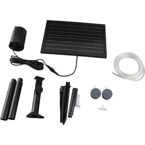 Ortviai Pompe à air solaire 10 V 8 W pour étang, bassin ou aquarium – avec panneau solaire intégré et batterie rechargeable (1/5)