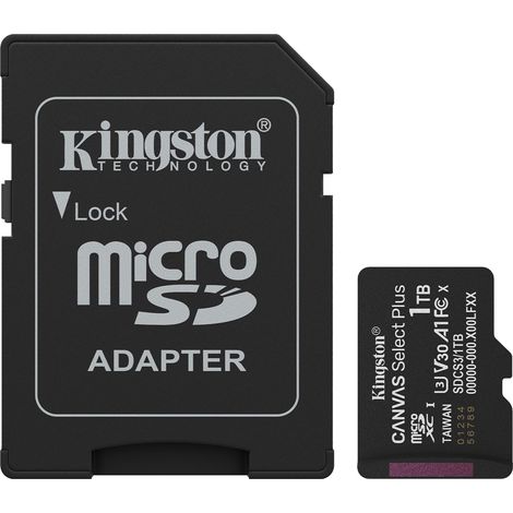 Carte Kingston MicroSDXC Canvas Select Plus 1 To 3ème Gén. avec adaptateur (1/5)