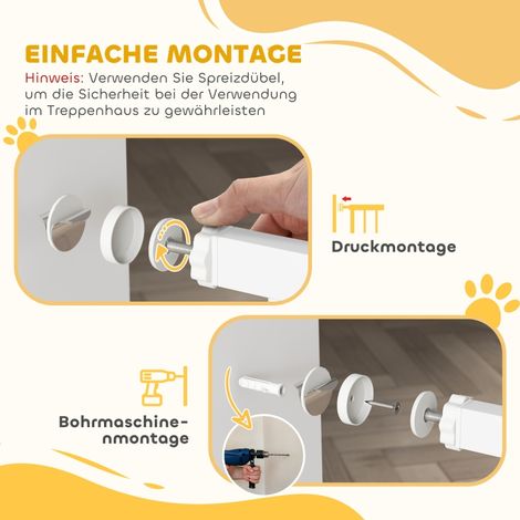Barriera di sicurezza per bambini e animali, senza foratura, chiusura automatica, 76 cm, bianca (1/5)