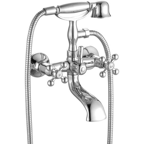Grifo de bañera de pared con ducha retro Stilo cromado (1/2)