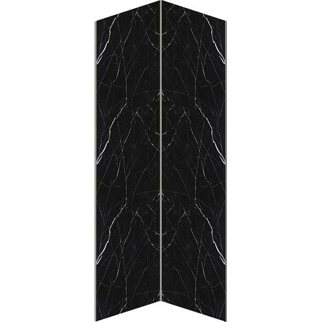 Lot de 2 panneaux muraux de douche effet marbre en aluminium avec profilés - 2 x L90 x H210 cm ENEKO