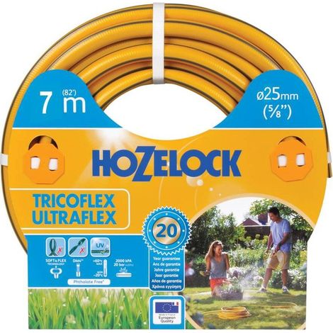 Manguera jardín Ultraflex antitorsión 40% PVC reciclado 25 mm 25 m amarillo gris HOZELOCK (1/2)