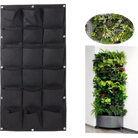 Jardins verticaux - 100 x 50 CM - noir - 18 Compartiments - tour de plantes - potager vertical - sac de culture - bac de culture en feutre (1/5)