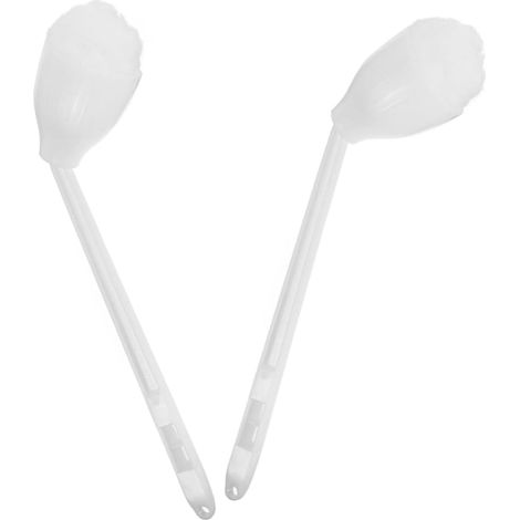 2 brosses WC coton blanc, long manche, pour salle de bain (1/5)