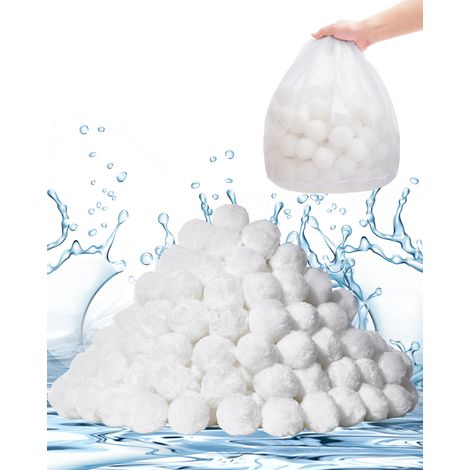 VEVOR Palline Filtranti per Piscina per Filtro a Sabbia, 1,59 kg, Materiale Filtrante in Fibra di Poliestere Bianco Riutilizzabile con Sacchetto Lavaggio, per Piscina Acquario Vasca Piscina Terra
