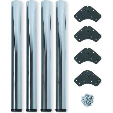 Emuca Lote de 4 patas para mesa, diámetro 60mm, H 710mm, Acero, Cromado -