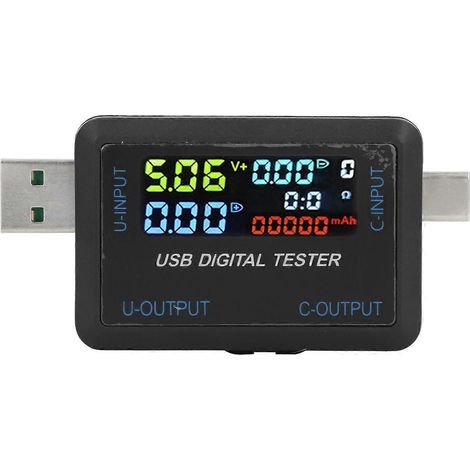 Multimètre testeur USB, appareil multifonction de type C, testeur de tension, courant, capacité, énergie et puissance 5–36 V