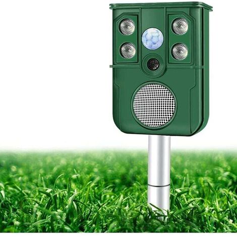 Répulsif à ultrasons pour chats : batterie solaire, détecteur de mouvement, étanche, jardin (1/4)