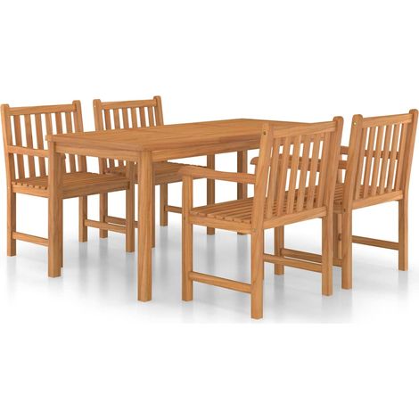 Maison Exclusive - 5dílná zahradní jídelní sada 160 x 80 cm masivní teakové dřevo (1/5)