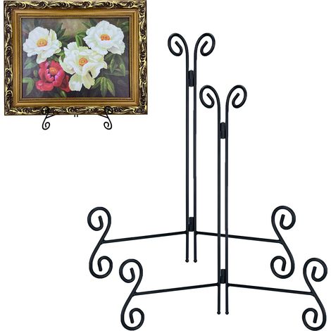 Lot de 2 supports pour assiettes, 30,5 cm, en métal noir, cadre photo chevalet pour la maison, le bureau, les expositions, la réception (1/5)