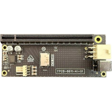 Oculink SFF-8611 auf PCIe x4 Adapterkarte Oculink SFF8611 auf PCIe 4.0 Adapter mit 6-Pin-GPU-Anschluss und 12V 5,5 x 2,5 mm Stromanschluss (1/5)