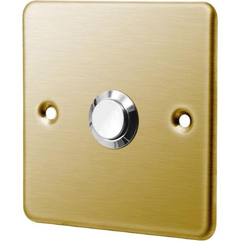 Panneau de sonnette en acier inoxydable, panneau de sonnette avec bouton, bouton poussoir de réinitialisation automatique, 86mmx86mm(Or) (1/5)