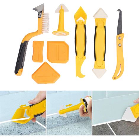 Kit de 8 outils pour joints, grattoir d'angle pour joints et mastic silicone pour cuisine et salle de bain (1/5)