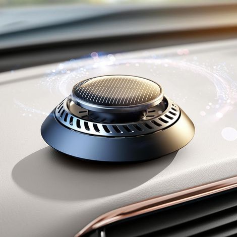 Nouveau diffuseur de parfum pour voiture OVNI 2025 – Rotatif solaire, alliage d'aluminium, 2 huiles (eau de Cologne et menthe glacée), support pour parfumer soi-même (1/5)