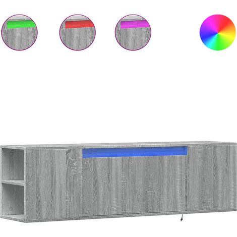 Mobile TV Armadietto TV Mobile Porta TV a Parete con Luci LED Grigio Sonoma 135x31x39,5 cm (1/5)
