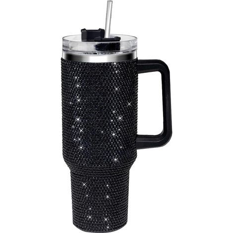 Gobelet de 1,2 L avec anse et paillettes, noir (1/5)