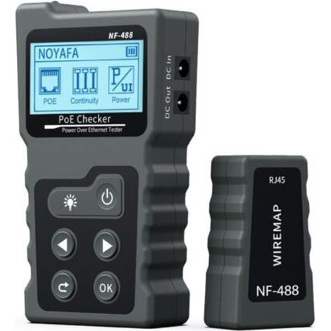 Pair - Testeur de Tension et de Courant PoE avec Testeur de Câble LCD avec Fonction POE, Testeur de Câble Réseau Testeur de Réseau, NF-488 (1/5)